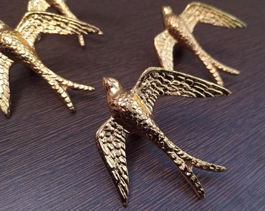 Black Kite Brass Cabinet Knob, Vintage Style Bird Drawer Pull, Animal Hardware Home Decor