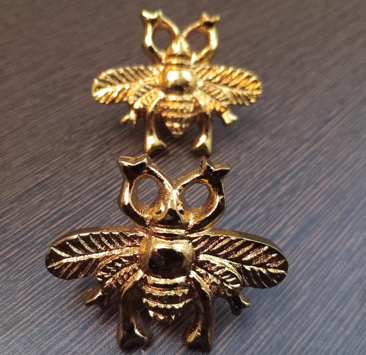 Golden brass Bee Cupboard Door Handles, Animal Drawer Pulls | Gold metal Cabinet Door Knobs (Set of 4)