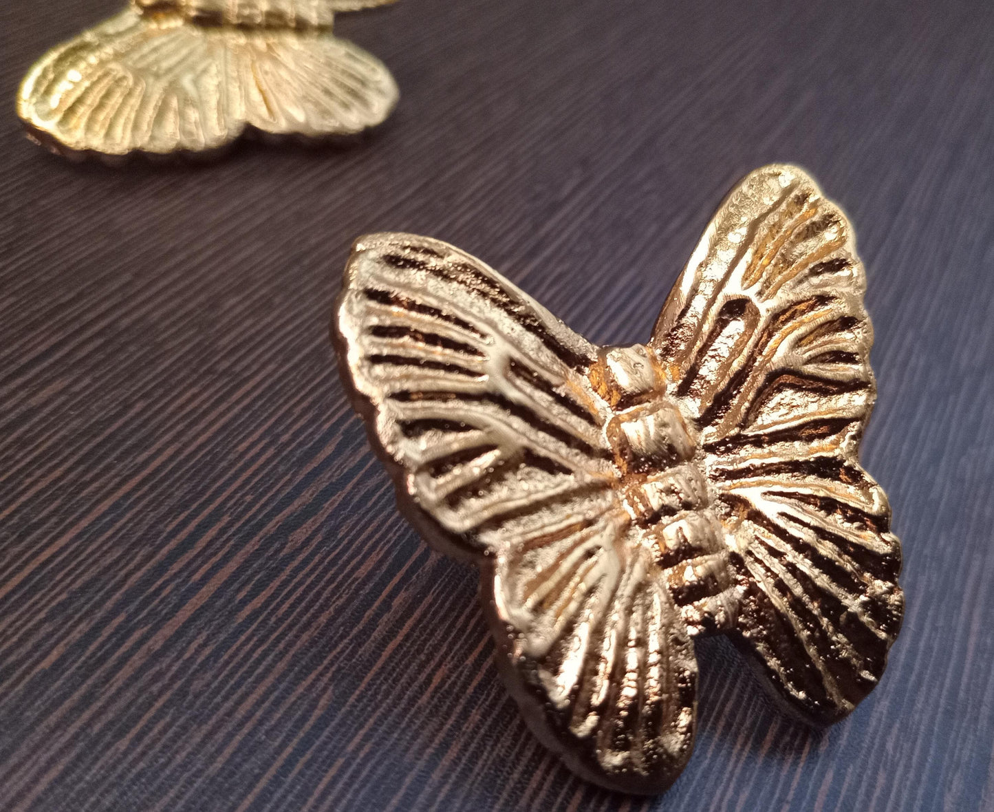 Brass Butterfly Cabinet Knob, Artistic Nature Drawer Pull, Unique Vintage Hardware (Set of 4)