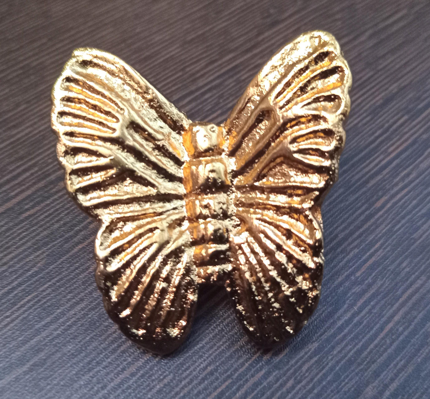 Brass Butterfly Cabinet Knob, Artistic Nature Drawer Pull, Unique Vintage Hardware (Set of 4)