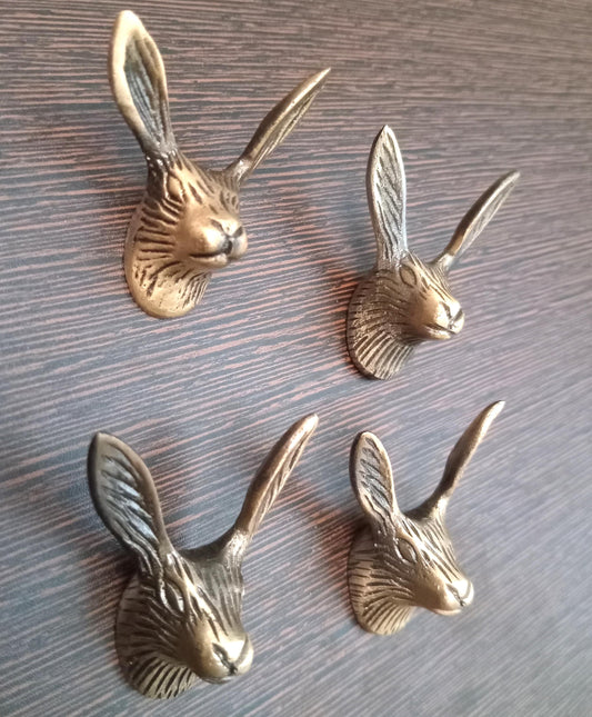 Antique Brass Rabbit Head Knob, Bunny Drawer Pull, Animal Cabinet Hardware, Rustic Woodland Decor