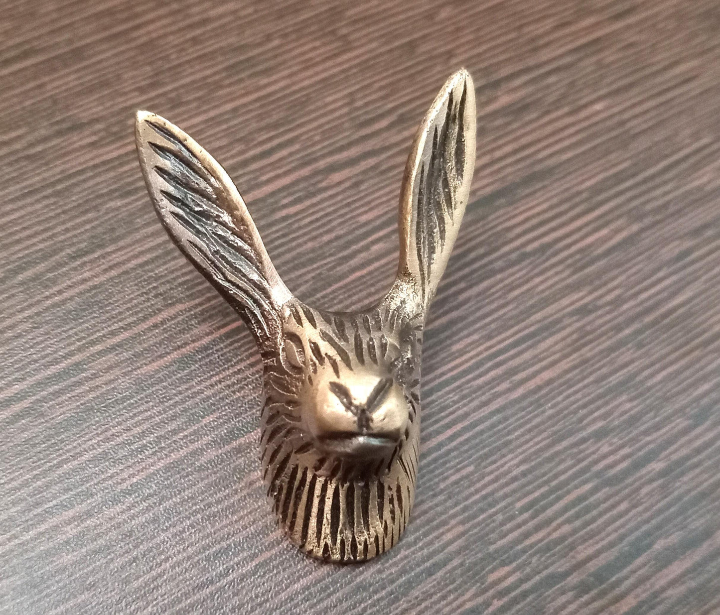 Antique Brass Rabbit Head Knob, Bunny Drawer Pull, Animal Cabinet Hardware, Rustic Woodland Decor (Set of 4)