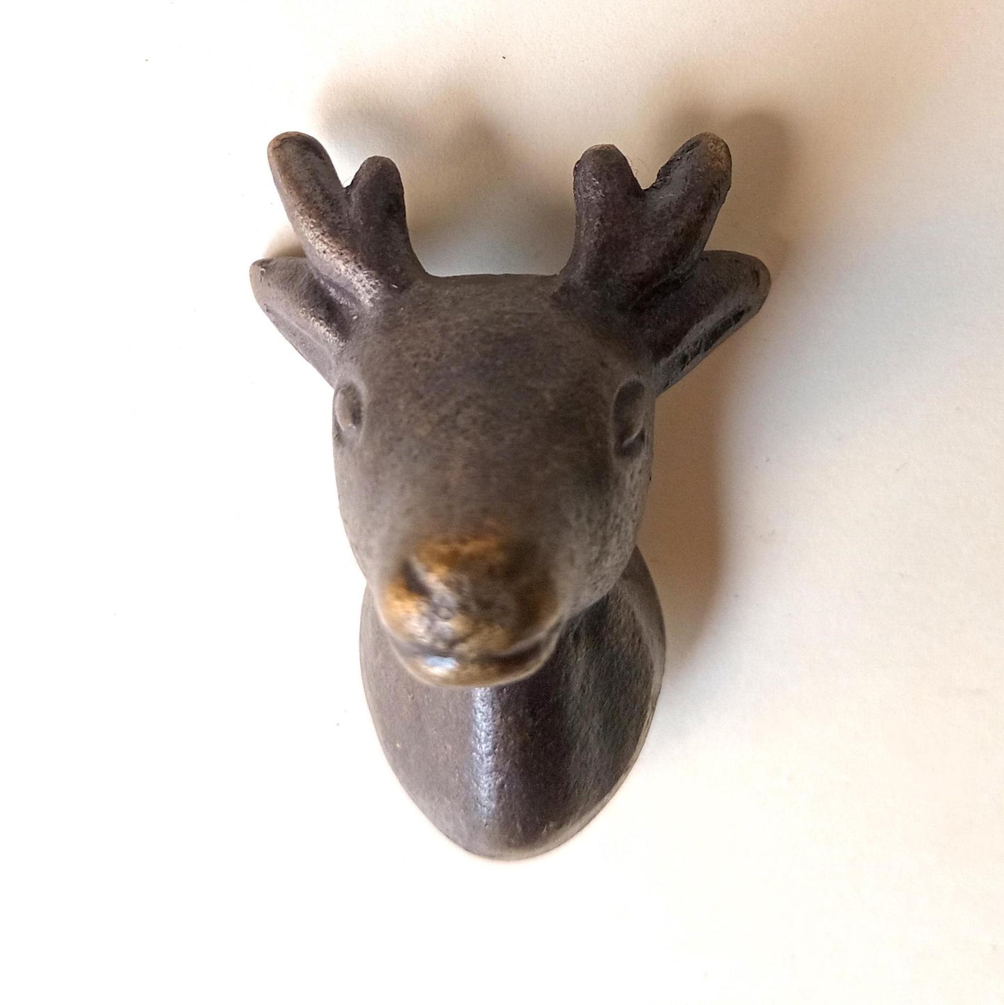 Cast Iron Deer Cabinet Knob Antique Finish Rustic Animal Drawer Pull Handle (Set of 4)